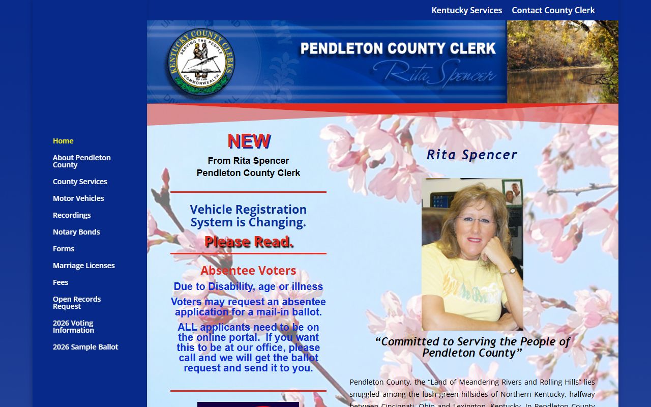Pendleton County Circuit Court Clerk distinction from County Clerk homepage