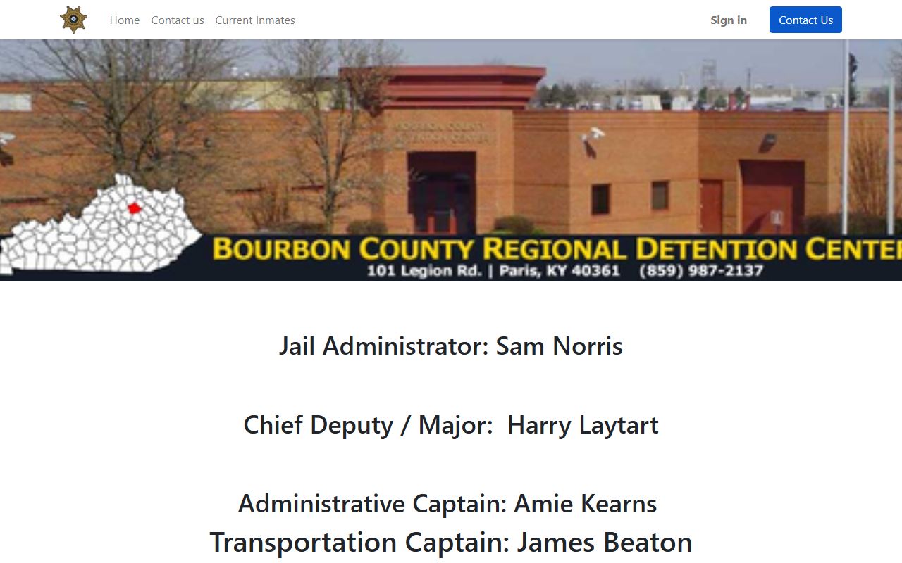 Pendleton County inmate records Bourbon jail staff and administration