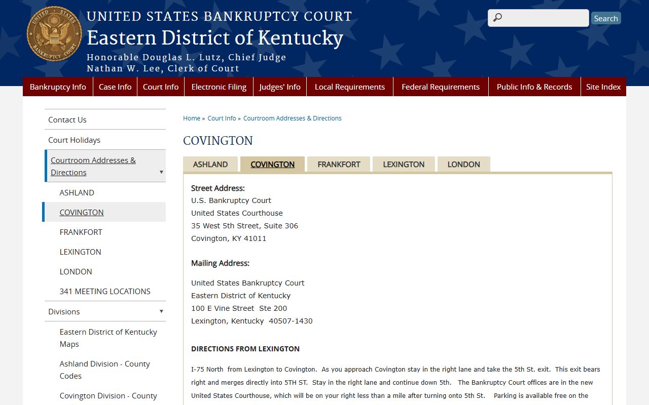 Pendleton County court records Covington bankruptcy court page