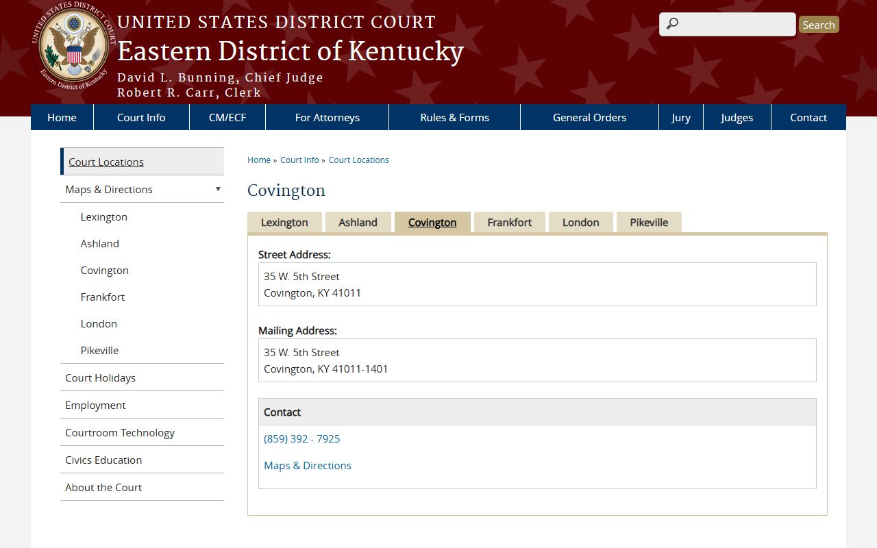 Pendleton County court records Covington federal district courthouse