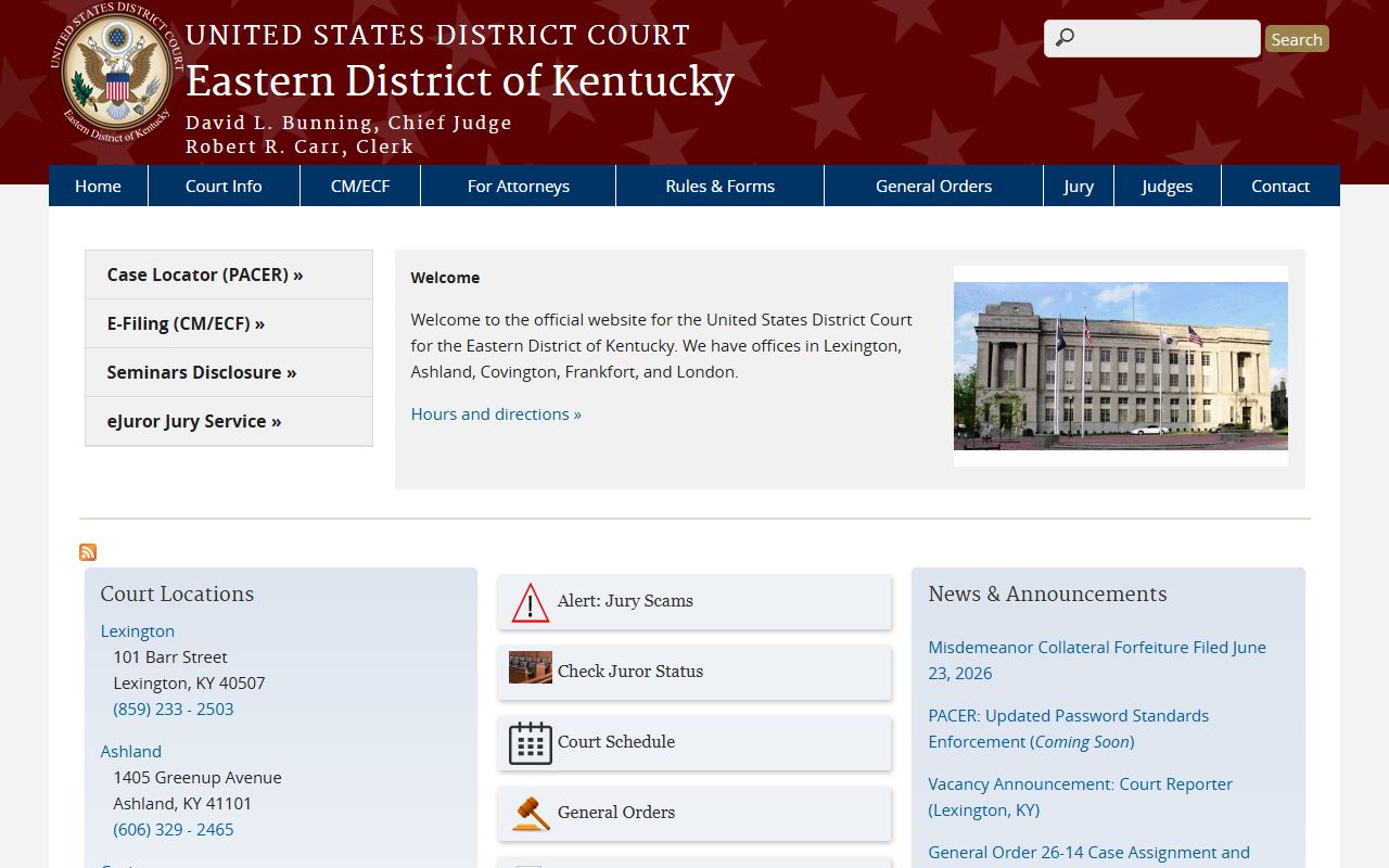 Pendleton County court records U.S. District Court Eastern District of Kentucky