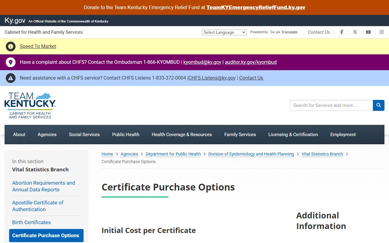 Pendleton County marriage divorce records CHFS certificate purchase options