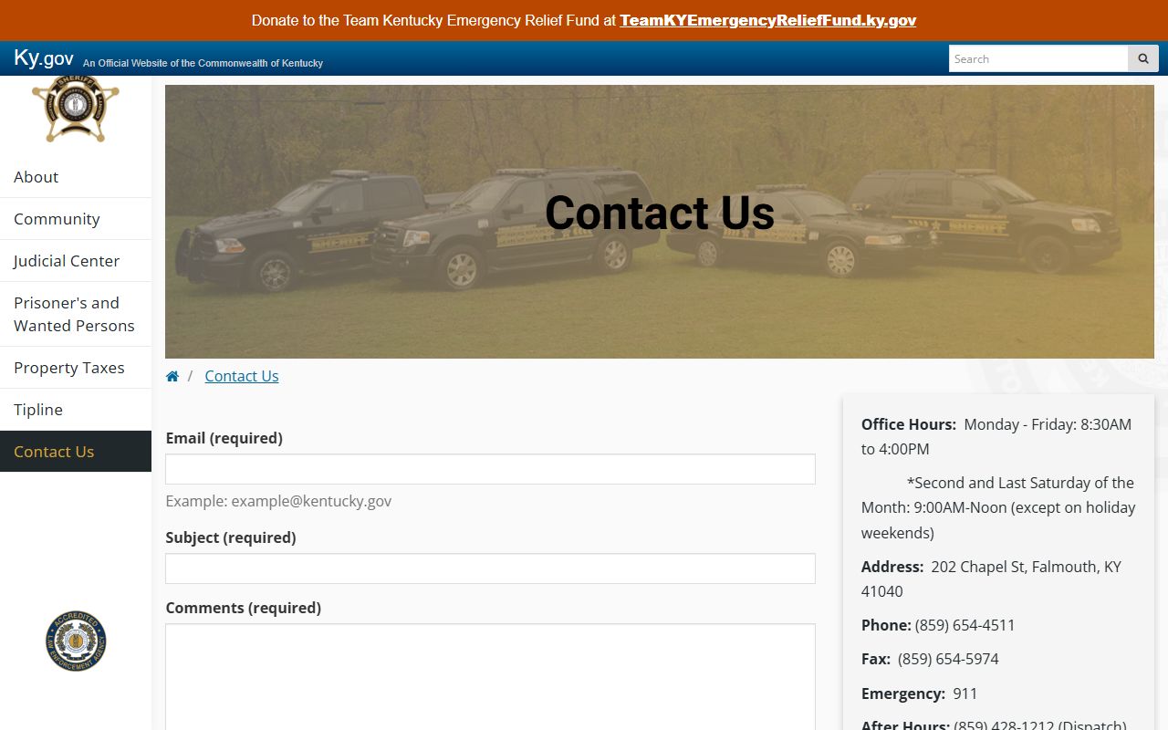 Pendleton County warrant search sheriff contact form
